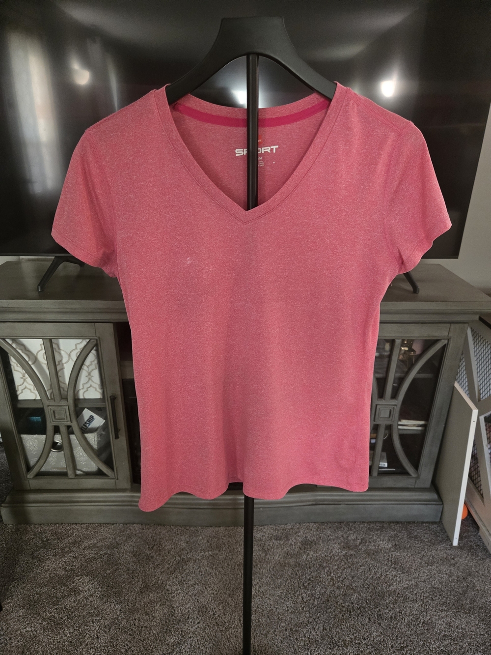 Hanes Pink V-Neck Short Sleeve Tee